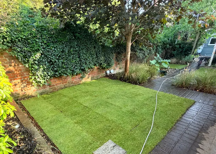 Fresh turf laid in a client garden